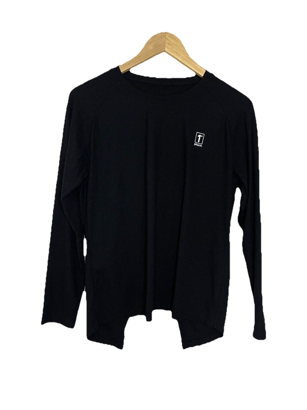 1st Phorm Women's Large Black Waffle Knit Long Sleeve Open Back Active Shirt Top